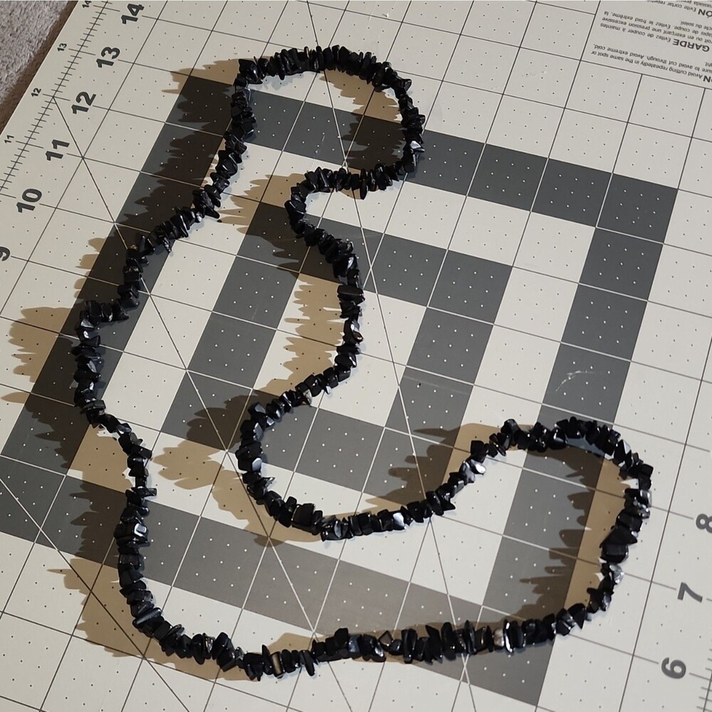 Natural Stone Necklace Black Long Beach Vibe